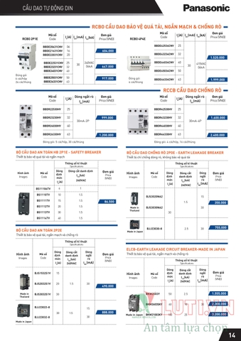 CATALOGUE THIẾT BỊ ĐIỆN PANASONIC 2021 (THÁNG 10)