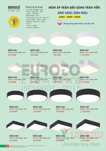 CATALOGUE BẢNG GIÁ ĐÈN TRANG TRÍ EUROTO 2022 (P1)