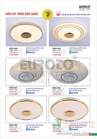 CATALOGUE BẢNG GIÁ ĐÈN TRANG TRÍ EUROTO 2022 (P1)