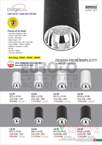 CATALOGUE BẢNG GIÁ ĐÈN TRANG TRÍ EUROTO 2022 (P1)