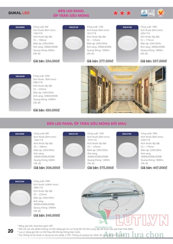 CATALOGUE BẢNG GIÁ ĐÈN LED DUHAL B (THÁNG 4/2021)