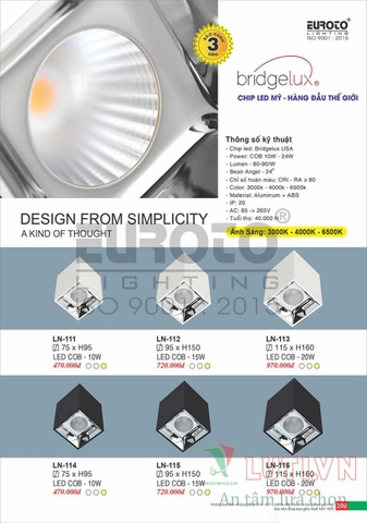 CATALOGUE BẢNG GIÁ ĐÈN TRANG TRÍ EUROTO 2022 (P1)