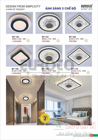 CATALOGUE BẢNG GIÁ ĐÈN TRANG TRÍ EUROTO 2022 (P1)