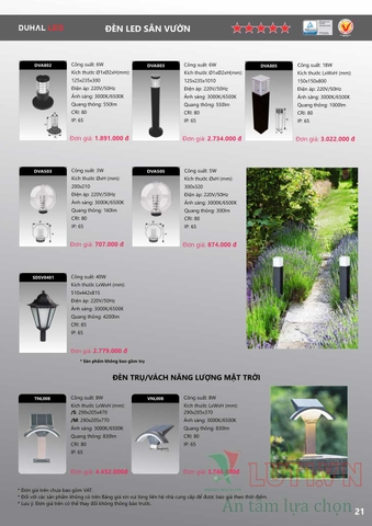 CATALOGUE BẢNG GIÁ ĐÈN LED DUHAL C (THÁNG 4/2021)