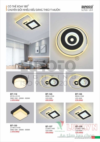CATALOGUE BẢNG GIÁ ĐÈN TRANG TRÍ EUROTO 2022 (P1)