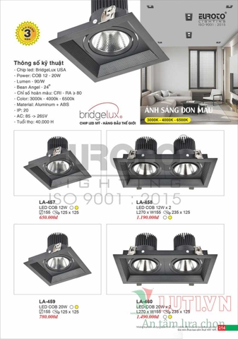 CATALOGUE BẢNG GIÁ ĐÈN TRANG TRÍ EUROTO 2022 (P1)