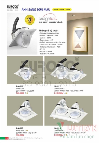 CATALOGUE BẢNG GIÁ ĐÈN TRANG TRÍ EUROTO 2022 (P1)