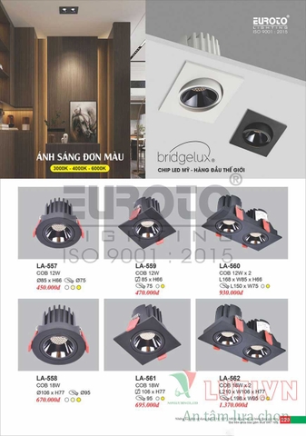 CATALOGUE BẢNG GIÁ ĐÈN TRANG TRÍ EUROTO 2022 (P1)