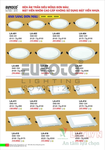 CATALOGUE BẢNG GIÁ ĐÈN TRANG TRÍ EUROTO 2022 (P1)