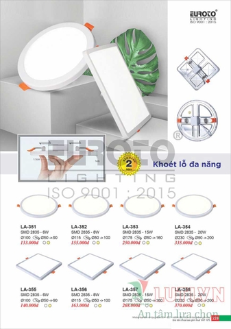 CATALOGUE BẢNG GIÁ ĐÈN TRANG TRÍ EUROTO 2022 (P1)