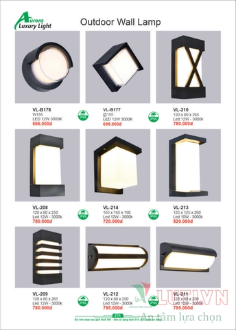 CATALOGUE BẢNG GIÁ ĐÈN LED TRANG TRÍ AURORA 2022