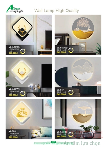 CATALOGUE BẢNG GIÁ ĐÈN LED TRANG TRÍ AURORA 2022