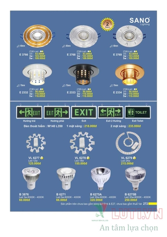 CALOTAGUE BẢNG GIÁ ĐÈN LED TRANG TRÍ SANO 2021 (PHẦN 2)