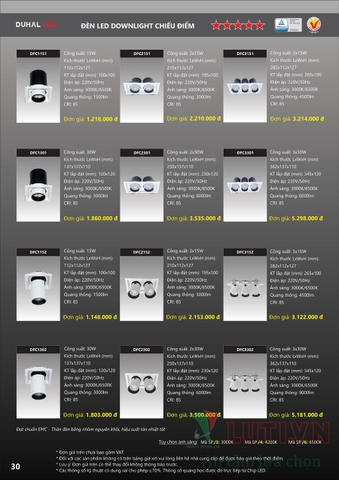 CATALOGUE BẢNG GIÁ ĐÈN LED DUHAL A (THÁNG 4/2021)