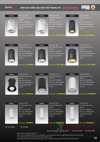 CATALOGUE BẢNG GIÁ ĐÈN LED DUHAL A (THÁNG 4/2021)