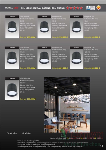 CATALOGUE BẢNG GIÁ ĐÈN LED DUHAL A (THÁNG 4/2021)