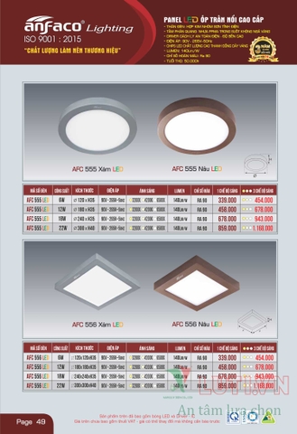 CATALOGUE BẢNG GIÁ ĐÈN LED ANFACO 2022