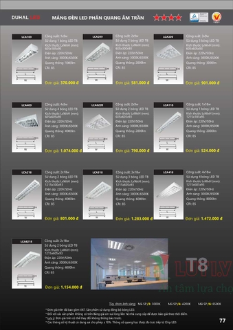 CATALOGUE BẢNG GIÁ ĐÈN LED DUHAL A (THÁNG 4/2021)