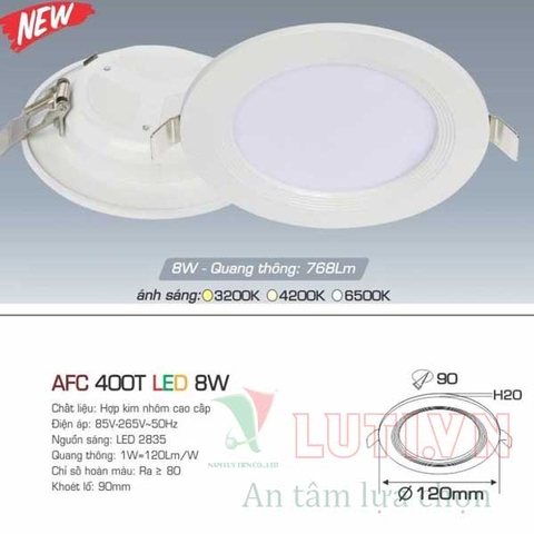 Đèn âm trần tròn 3 chế độ AFC-400T-8W-3CD