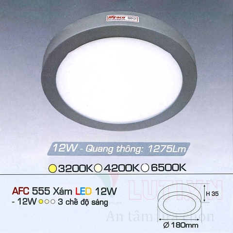 Đèn led ốp trần nổi tròn AFC-555X-12W-3CĐ