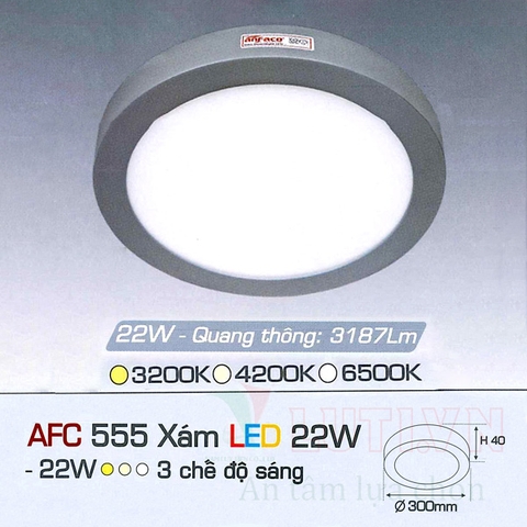 Đèn led ốp trần nổi tròn AFC-555X-22W-3CĐ