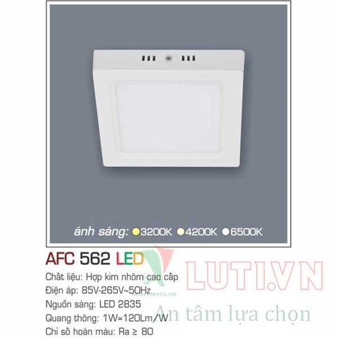 Đèn led ốp trần nổi vuông AFC-562-22W