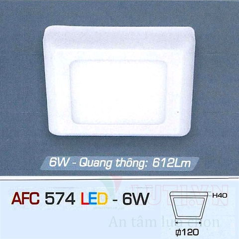 Đèn led ốp trần vuông trắng AFC-574-6W
