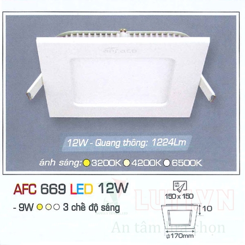 Đèn led panel AFC-669-12W-3CĐ