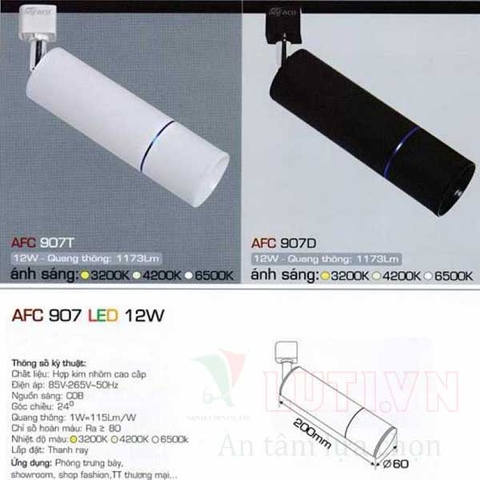 Đèn led thanh ray vỏ đen AFC-907D-12W