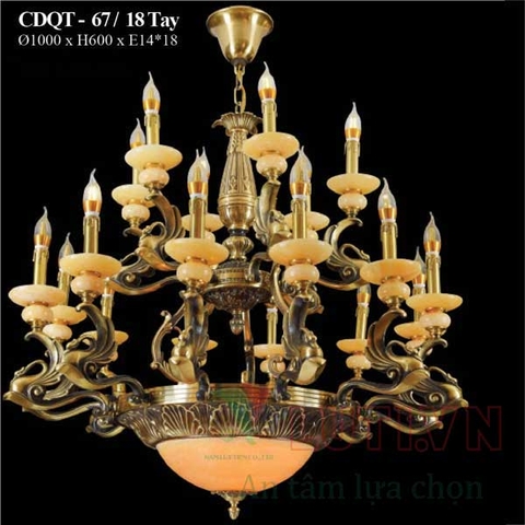 Đèn chùm đồng chao đá CDQT-67