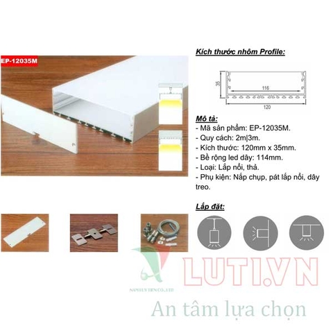Thanh Profile chiếu sáng nội thất lắp âm EP-12035A