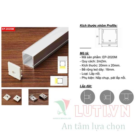 Thanh Profile chiếu sáng nội thất lắp nổi EP-624M
