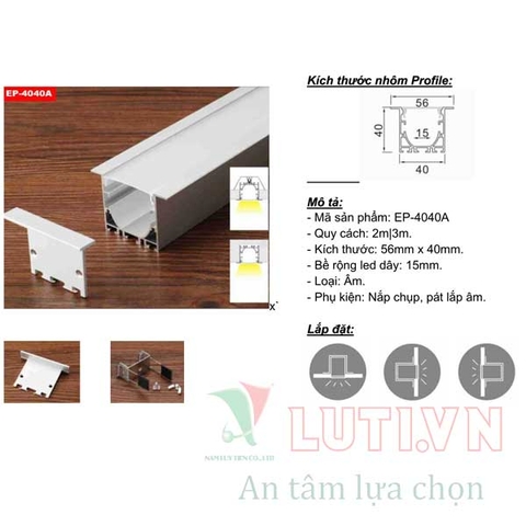 Thanh Profile chiếu sáng nội thất lắp nổi EP-4020M