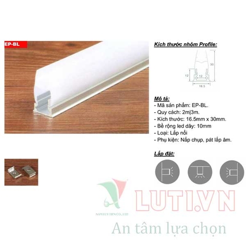 Thanh Profile chiếu sáng nội thất cầu thang EP-BL