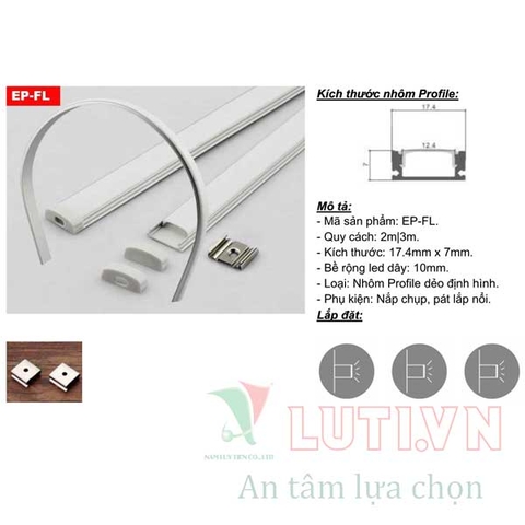 Thanh Profile chiếu sáng nội thất uốn cong EP-FL