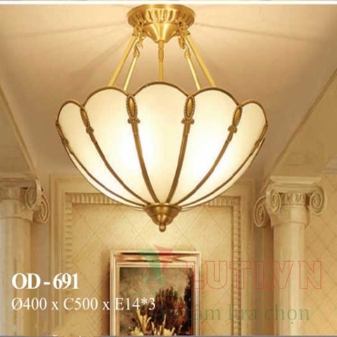 Đèn mâm ốp trần đồng cổ điển OD-691
