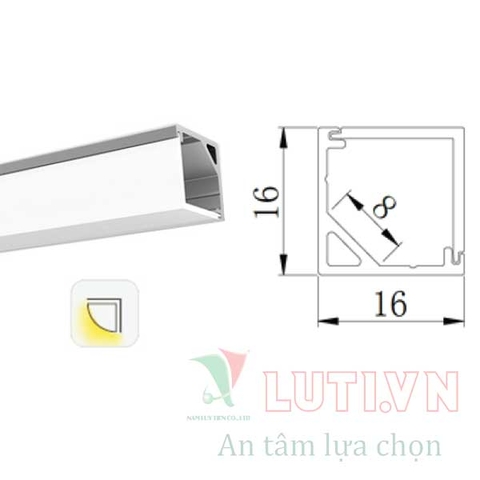 Thanh Profile chiếu sáng nội thất lắp góc PFVL-1616BS