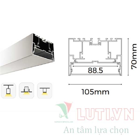 Thanh Profile chiếu sáng thông dụng PFVL-70105S-1.25M