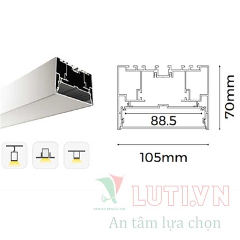 Thanh Profile chiếu sáng thông dụng PFVL-70105S-2.5M