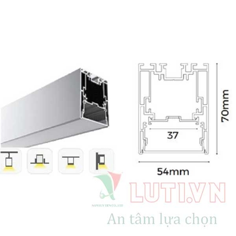 Thanh Profile chiếu sáng thông dụng PFVL-7054S-1.25M