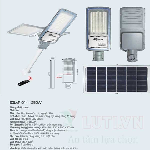 Đèn đường năng lượng mặt trời AFC SOLAR 011-250W