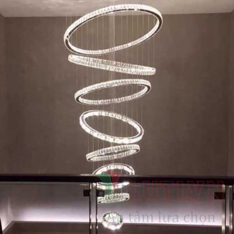 Đèn thả thông tầng pha lê 8 vòng tròn TH-835A-18