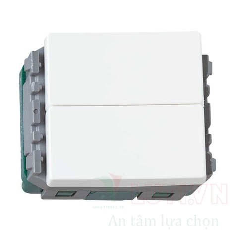 Công tắc đôi C 2 chiều, 250VAC-10Amàu trắng WEVH5542