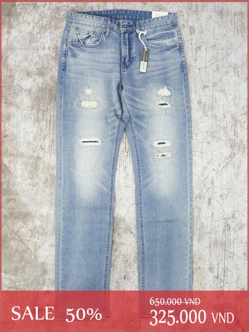 Quần Jeans Nam Spao Rippped Slim Straight Jeans - SIZE 30