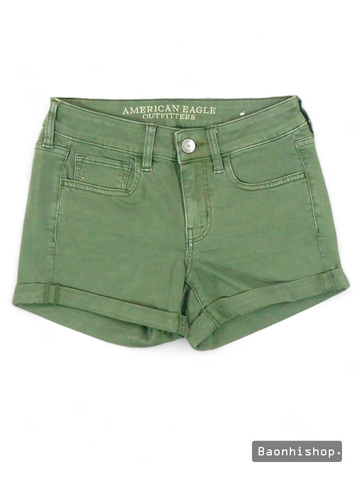 Quần Short Nữ Ae Twill X Midi Short In Olive - SIZE 2-4