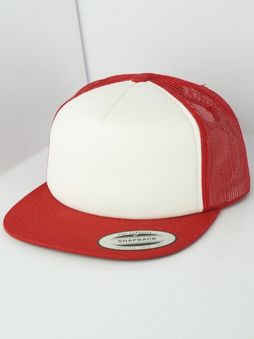 Mũ Nón Snapback Lưới Trơn Classic Yupong Foam Trucker - Đỏ/Trắng/Đỏ