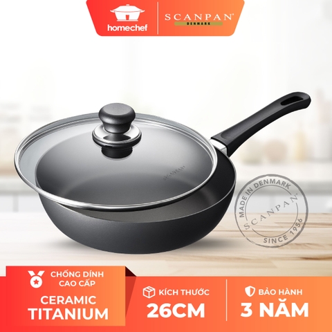 Chảo chống dính sâu lòng Scanpan Classic 26cm 26101204 có nắp