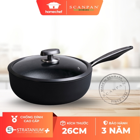 Chảo chống dính sâu lòng có nắp Scanpan PRO SB+ 26cm 5002052600 đáy từ