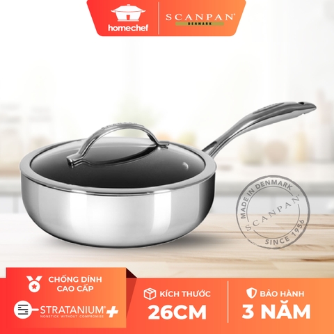 Chảo chống dính sâu lòng Scanpan HaptiQ 26cm 6001082600 đáy từ có nắp