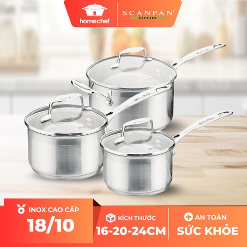 Bộ 3 nồi tay cầm dài Scanpan Impact size 16-18-20cm  71060000
